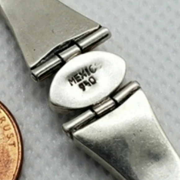 Mexico Sterling Silver Handcrafted Brown Opal Bracelet - Picture 6 of 13